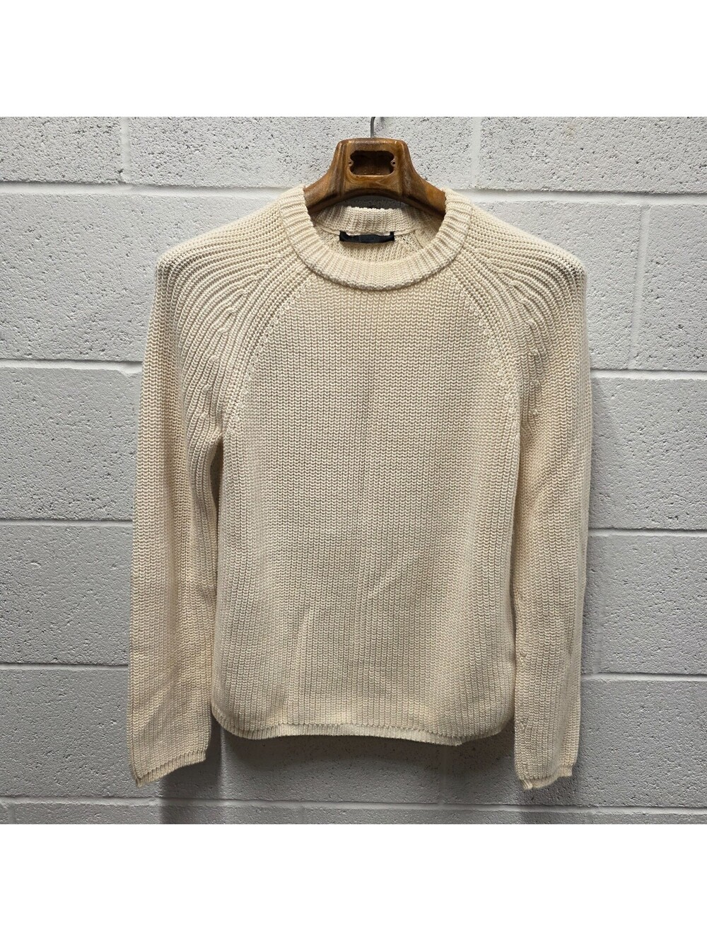 Jenni Kayne Cotton Oatmeal Fishermans Sweater Pullover Sz S Ivory 19x26 $295